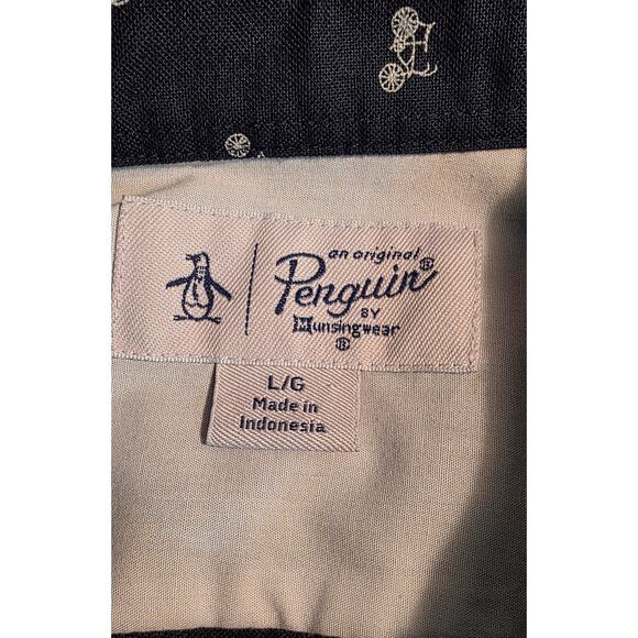 PENGUIN BY MUNSINGWEAR Navy Blue Bicycle Print Buttoned Shirt Sz L - Picture 4 of 7